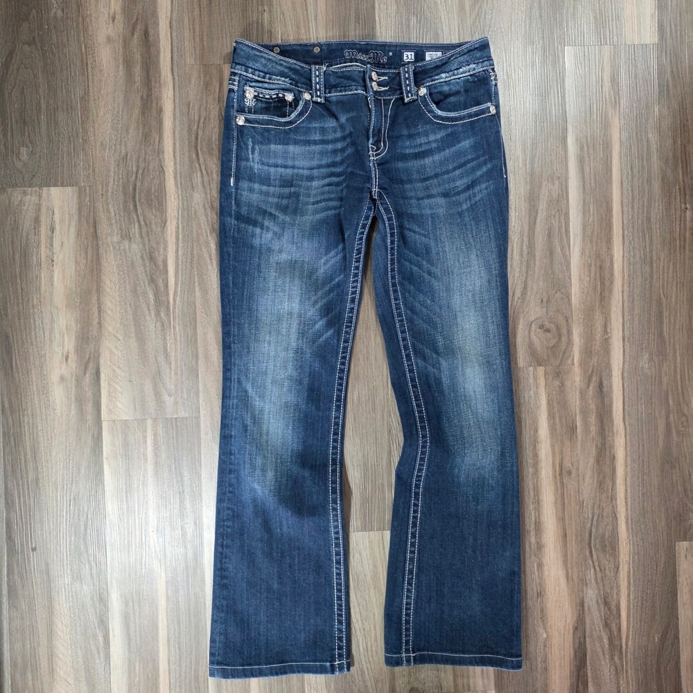 Miss Me Bootcut Jeans JPW5066-2 Dark Wash Embellished Flap Pocket Womens‎ 31